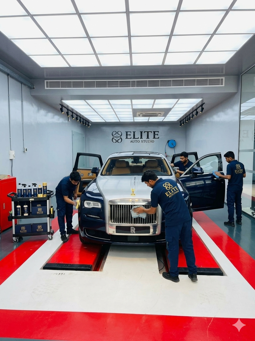 Vehicle preparation bay at Elite Auto Studio